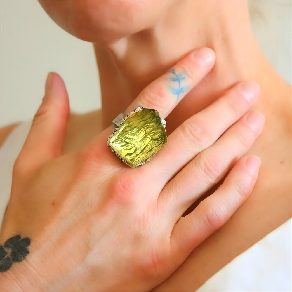 Baltic Amber Ring- Sterling Silver Adjustable Size